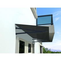 Buylando - v) 120x90 cm Grauglas Glasvordach inkl. Edelstahlhalter ral 7016