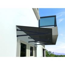 GRV-7016 250x90cm Tettoia in vetro grigio - Tettoia - padiglione - incl. supporto - Buylando.shop