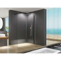 Buylando.shop - Lily 50x200cm Parete Doccia Walk in cristallo - 10mm vetro di sicurezza con profilo nero - Weiß