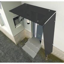 Buylando - Seitenteil, Seitenwindschutz Grauglas für Vordächer 200x80x60cm