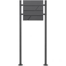 Ml-design - ecd Germany Buzón Correos de Pie 37 x 11 x 37cm Acero Diseño Moderno Antracita y Soporte Antracita 120cm Altura para el Portal