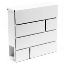 Buzón de diseño V15 blanco 370 x 105 x 370 mm, buzón de pared con cerradura y rollo de periódico, buzón de acero con recubrimiento en polvo - Wiltec