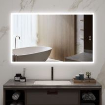 Byecold - Badspiegel mit Beleuchtung 100x60CM, led Badezimmerspiegel, Wandspiegel Bad Spiegel mit Touchschalter, Beschlagfrei Dimmbar Warmweiß