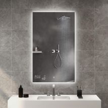 Byecold - led Badspiegel Antibeschlag 60x80 cm, Beschlagfreier Badezimmerspiegel mit Touchschalter, Wandspiegel Lichtspiegel mit Datum, Smart Mirror