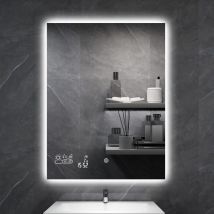 Byecold - led Badspiegel Antibeschlag 60x80CM, Badezimmerspiegel Wandspiegel Lichtspiegel mit Touchschalter, WiFi Wetterstation & Datum, Smart