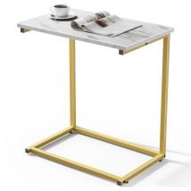 Bout de canapé, Table d'étagère de style industriel rétro, Table basse multifonction pour salon, Montage facile, blanc, 50x30x68.5cm Pipishell