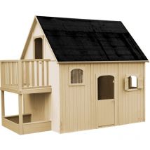 SOULET - Cabaña Alta de Madera Infantil sobre Pilotes Dúplex 306x212x249 cm - Casita de Juegos Elevada para Niños - Cabaña de Madera con Entreplanta