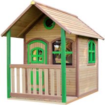 Alex Maison Enfant en Bois fsc Maison de Jeux pour l'ext rieur / Jardin en marron & Vert Maisonnette / Cabane de Jeu avec des fen tres & V randa - AXI