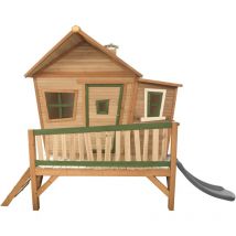 Emma Maison Enfant avec Toboggan Gris Aire de Jeux pour l'ext rieur en Marron & Vert Maisonnette / Cabane de Jeu en Bois fsc - AXI