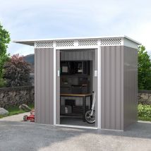 Abri de jardin en tôle galvanisée grise pour outils de jardin Tyrol 257X142x184cm