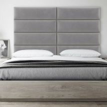 Cabecera Tapizada Panel Decorativo - Pared Tapizada 76cm Gris Platino