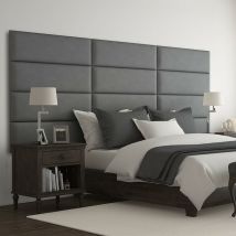 Cabecera Tapizada Panel Decorativo - Pared Tapizada 91cm Gris