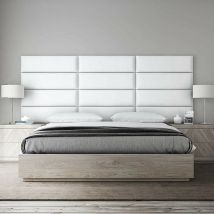 Cabecera Tapizada Panel Decorativo - Pared Tapizada 91cm Piel Sintética Blanca