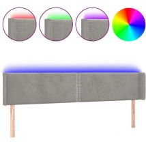 Décoshop26 - Cabecero accesorio para dormir dormitorio mueble led 183 x 16 x 78/88 cm tela terciopelo gris claro TDL0201330