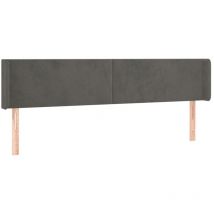 Cabecero accesorio para dormir mueble de dormitorio con borde lateral 163 x 16 x 78/88 cm tela terciopelo gris oscuro TDL0204980