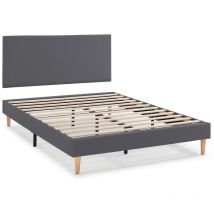 Cabecero + Base tapizada Aura 160x200 cm color Gris Oscuro, 30 cm altura