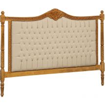 Biscottini - Cabecero de cama de matrimonio tapizado 180x6x134 Cabecero de cama acolchado Cabecero de cama de madera Estilo barroco moderno