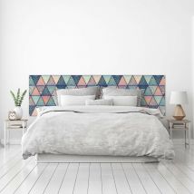 Mega Decor - Cabecero Cama pvc Decorativo Económico Diseño Geométrico de Triángulos Estampados Varias Medidas (100 cm x 60 cm)