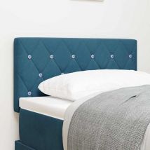Torana - Cabecero con botón de cristal, tapizado en terciopelo azul oscuro de 80 cm
