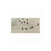 Decowood - Cabecero de madera natural 'Pájaros' 90x80cm
