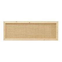 Decowood - Cabecero de madera maciza y rafia en tono natural de 140x60cm