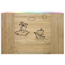 Cabecero Infantil BARCO con Led 100x70cm en madera maciza de pino acabado natural estilo nórdico industrial Box Furniture