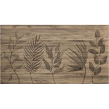 Decowood - Cabecero roble oscuro 'Flores acuarelas' 90x80cm