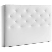 Pdcor - Cabecero Nadia para colchón de 150cm tapizado blanco, 160cm(ancho) 120cm(alto) 9cm(fondo)