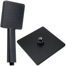 Juego De 2 Cabezales De Ducha De Lluvia Cuadrados - Cromado Negro - Ajustables - Cabezal Giratorio