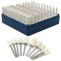 Soekavia - Cabezal de pulido de fieltro de lana montado en mandril, 100 unidades, punta de pulido abrasiva multifuncional, accesorios de pulido