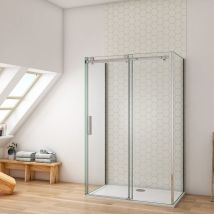 Ducha Casa - Cabina de ducha corredera cuatro hojas(una corredera y tres fijas ), 8mm cristal templado antical, marco de aluminio cromado,