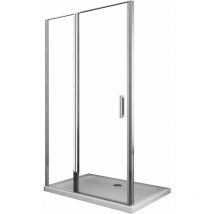 Giorgy - Puerta de ducha de vidrio de 6 mm con hoja batiente + vidrio fijo en línea Altura 190 cm 117-120