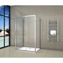 Aica Sanitaire - Mampara de Ducha Mampara Baño Rectangular Puerta Corredera con dos Panales de Vidrio Templado 5 mm 140x70x70x185cm