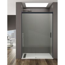 Cabina Doccia Frontale Allstone Basic 1+1, Senza Profilo Inferiore Da 6 Mm In Alluminio. Profilo Nero 105-110 Cm Vetrotransparente