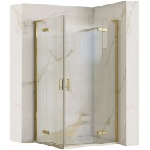 REA - cabina doccia hugo double brush gold 80X80