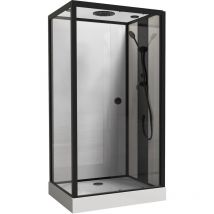 Ondee - Cabina de ducha gonea - Montaje sin silicona - Perfiles de aluminio - negro mate - se entrega en kit - 110x80cm