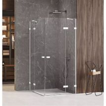 Cabine de douche 100x110cm 2 portes pivotantes,SANTORINI WHITE, blanc,acces d'angle