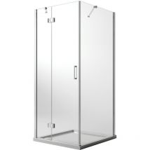 Idralite - Parois cabine de douche angulaire pivotante verre transparent avec easy-clean h. 190 mod Flip porte + fixe 120X70 cm