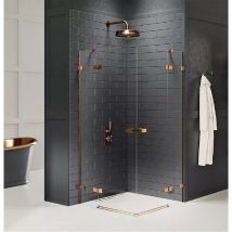 Otitec - Cabine de douche 120x90cm 2 portes pivotantes,TAHITI copper brushed, cuivre brossé,acces d'angle