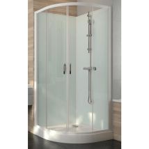 Leda - Cabine de douche 1/4 de rond à portes coulissantes Iziglass 2 à parois transparentes et fond en verre - 90 x 90 cm