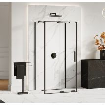 Cabine de douche 140x100 coulissante noire CANARIES NOIR, accès de face