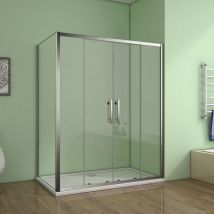 Aica Sanitaire - Cabine de douche 140x100x190cm porte de douche à l'accès au centre + paroi latérale