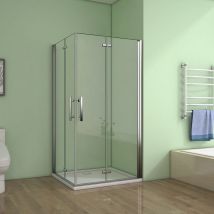 Cabine de douche120x100x185cm 2 portes de douche pivotante et pliante verre anticalcaire