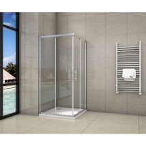 Aica Sanitaire - Cabine de douche 80x80x195cm en 6mm verre anticalcaire porte de douche coulissante l'accès d'angle
