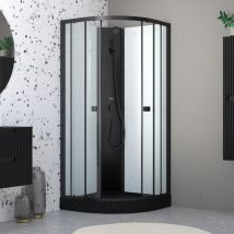 Aurlane - Cabine de douche 1/4 de cercle 85x85x200 cm - Portes coulissantes - Receveur Noir Mat