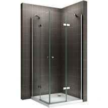 Cadentro - Cabine de douche d'angle 90x90 cm - Hauteur 190 cm verre transparent 2 parois fixes 2 parois battantes