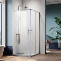 Sonni - Cabine de douche accès d'angle 195cm de hauteur avec double porte coulissante Porte de douche 90x90 cm verre de sécurité à dégagement rapide,