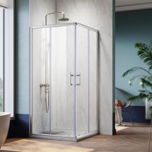 Sonni - Cabine de douche accès d'angle Porte coulissante Porte de douche accès d'angle Verre de sécurité trempé, Fonction de déverrouillage rapide,
