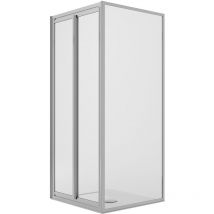 Idralite - Cabine de douche angulaire fixe+saloon 2 portes pivotantes verre transparent h 198 mod. West 75X90 cm ouv. 90