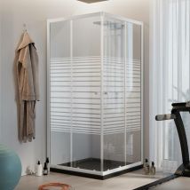 Idralite - Cabine paroi de douche angulaire blanche h 185 verre sérigraphié mod. Blanc 70x120 cm rectangulaire